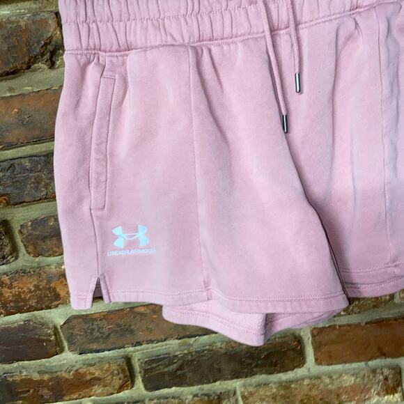 Under Armour Pink UA Essentials Fleece Sweat Shorts Women's Size Large - Picture 3 of 7